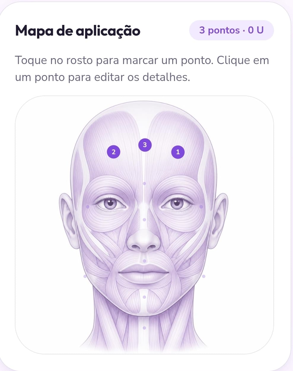 Mapa de aplicação facial Anamnia
